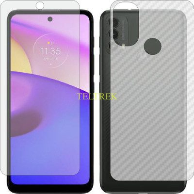 TELTREK Front and Back Screen Guard for MOTOROLA E 40 (Front Matte Finish & Back 3d Carbon Fiber)(Pack of 2)