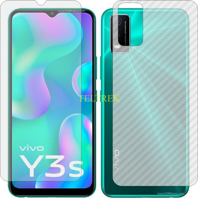 TELTREK Front and Back Screen Guard for VIVO V2044 (Front Matte Finish & Back 3d Carbon Fiber)(Pack of 2)