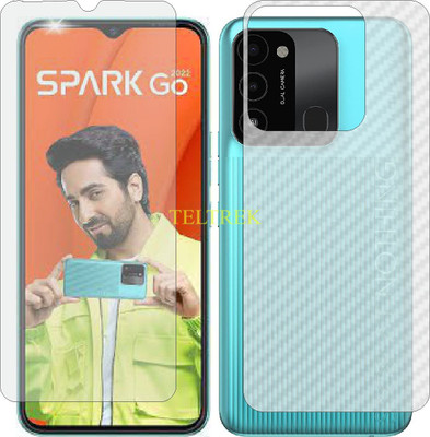 TELTREK Front and Back Screen Guard for TECNO SPARK GO 2022 KG5 (Front Matte Finish & Back 3d Carbon Fiber)(Pack of 2)
