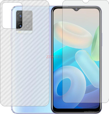 ZINGTEL Front and Back Screen Guard for VIVO Y32 V2158A (Front Matte Finish & Back 3d Carbon Fiber)(Pack of 2)