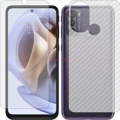 ZINGTEL Front and Back Screen Guard for MOTOROLA G31 (Front Matte Finish & Back 3d Carbon Fiber)(Pack of 2)