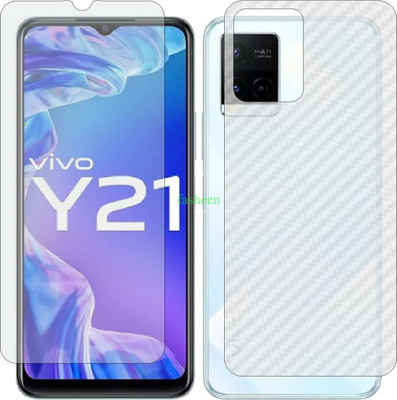 Fasheen Front and Back Tempered Glass for VIVO Y21 E (Front Matte Finish & Back 3d Carbon Fiber)(Pack of 2)