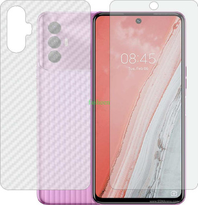Fasheen Front and Back Tempered Glass for TECNO SPARK 8 PRO KG8 (Front Matte Finish & Back 3d Carbon Fiber)(Pack of 2)