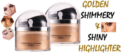 YAWI 3D GLOWING & BRIGHTEN SHIMMERY SHINY GOLDEN GLITTER HIGHLIGHTER POWDER COMBO(GOLDEN)