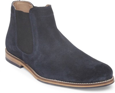 HATS OFF ACCESSORIES Suede Leather Navy Chelsea Boots Boots For Men(Navy)