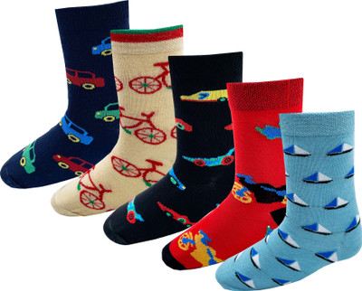 RC. ROYAL CLASS Boys Self Design Mid-Calf/Crew(Pack of 5)