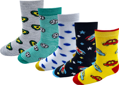 RC. ROYAL CLASS Boys Self Design Mid-Calf/Crew(Pack of 5)