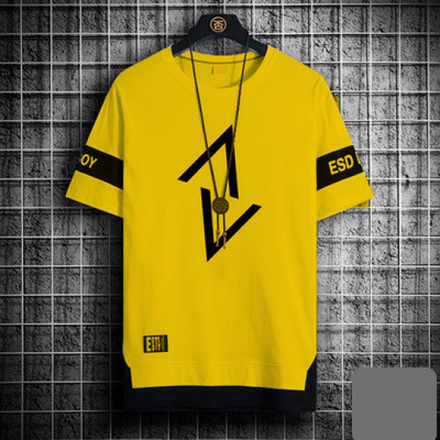 FabryKa Printed Men Round Neck Yellow T-Shirt