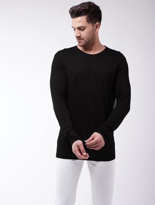 united crew Solid Men Round Neck Black T-Shirt