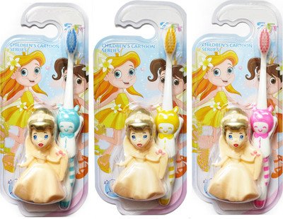 Yunicron Max Cartoon Anjel Doll Kids Toothbrush Extra Soft Toothbrush(Pack of 3)