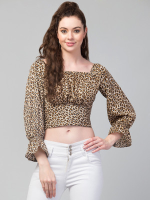 SHRASHTI Casual Animal Print Women Brown Top