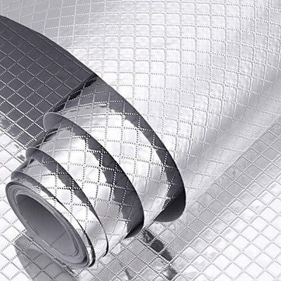 Swastik Creation Paper Decorative Silver Wallpaper(L x W: 200 cm x 60 cm)