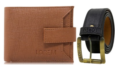 LOREM Wallet & Belt Combo(Tan, Black)