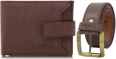 LOREM Wallet & Belt Combo(Maroon, Brown)