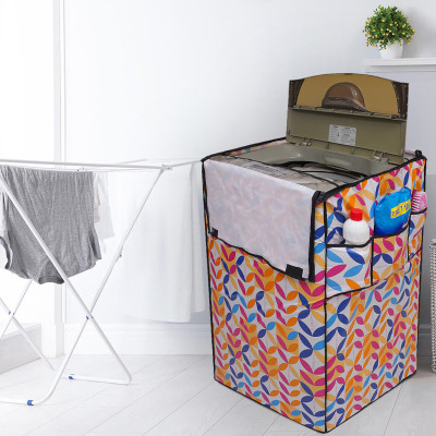 Glassiano Top Loading Washing Machine  Cover(Width: 66.04 cm, White & Orange)