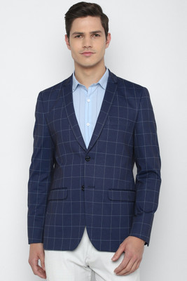 Allen Solly Checkered Single Breasted Casual Men Blazer(Dark Blue)