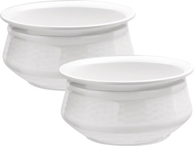 MILTON Melamine Serving Bowl Melamine Handi, Set of 2, White, 750 ml Each(Pack of 2, White)