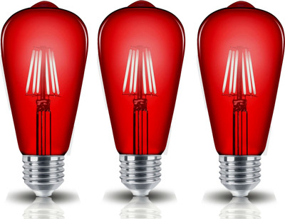 Hybrix 4 W Basic Decorative E27 LED Bulb(Red, Pack of 3)