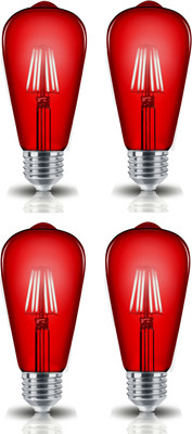 Hybrix 4 W Basic Decorative E27 LED Bulb(Red, Pack of 4)