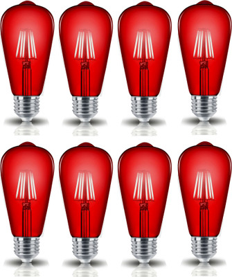 Hybrix 4 W Basic Decorative E27 LED Bulb(Red, Pack of 8)