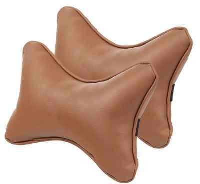 Auto Oprema Brown Leatherite Car Pillow Cushion for Universal For Car(Rectangular, Pack of 2)