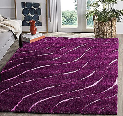 SPA Furnishing Purple Polyester Carpet(7 ft,  X 5 ft, Rectangle)