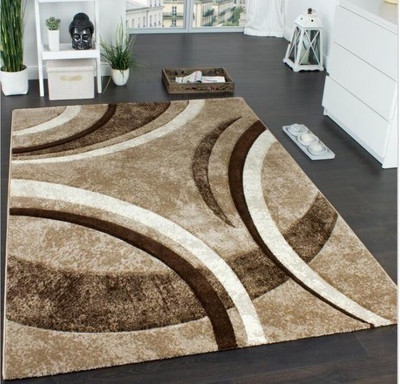 SPA Furnishing Brown, Beige Polyester Carpet(6 ft,  X 4 ft, Rectangle)