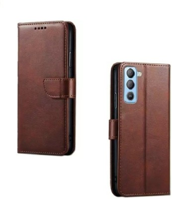 Coverage Flip Cover for Tecno Pop 5 Pro(Brown, Dual Protection, Pack of: 1)