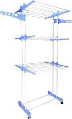 SHP SONI Steel Floor Cloth Dryer Stand TRUSTED ROLLING FLOOR CASTER CLOTHES DRYING RACK 3-TIER M.S CARBON STEEL(3 Tier)