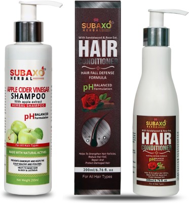 Subaxo Herbal Apple Cider Vinegar Shampoo 200 ml And Herbal Hair Conditioner | Reduce Hair Fall & Protect Hair Damage (200 ml)(2 Items in the set)
