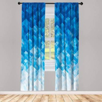 Vmd 214 cm (7 ft) Polyester Room Darkening Door Curtain (Pack Of 2)(Geometric, Blue)
