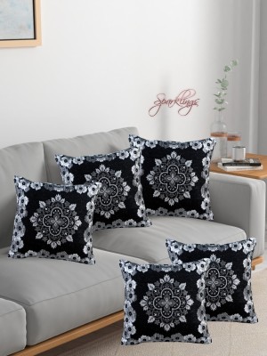 Sparklings Cotton Cushions Cover(Pack of 5, 40 cm*40 cm, Black)