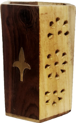 lookat 1 Compartments Wood Pen Stand(Brown)