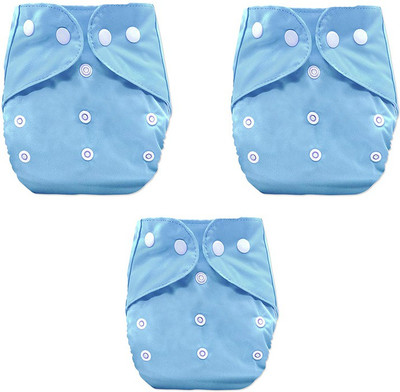 Feelitson Cloth Diaper Reusable Washable Adjustable With 3 Diaper Blue - S(3 Pieces)
