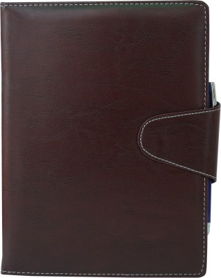 Erminio Palamino PU Leather Cover Notebook with Centre Magnetic Flap Closure A5 Notebook Single Rule 180 Pages(Brown)