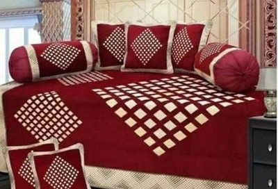 RADECOR Chenille Abstract Diwan Set(Red)
