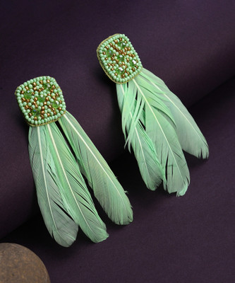 SOHI Leaf Drop Earrings Fabric Drops & Danglers