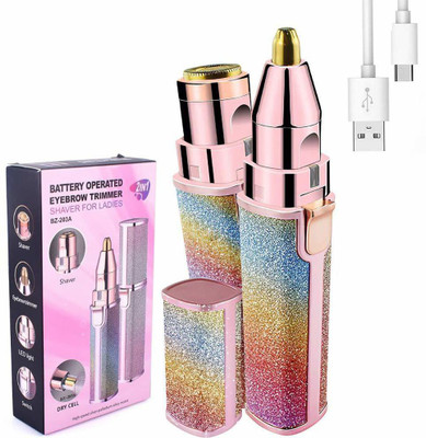 PKK TRADERS 2 in 1 USB Eyebrow Trimmer Rechargble Machine, Face, Nose Hair Removal Hair Curler(Multicolor)