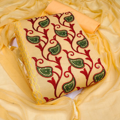 EVAQO Viscose Rayon Embroidered Salwar Suit Material