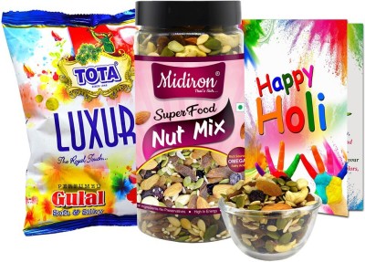 Midiron Holi Gift Combo | Holi Nut-Mix Gift Pack | Holi Special Gift Set Paper, Plastic Gift Box(Multicolor)