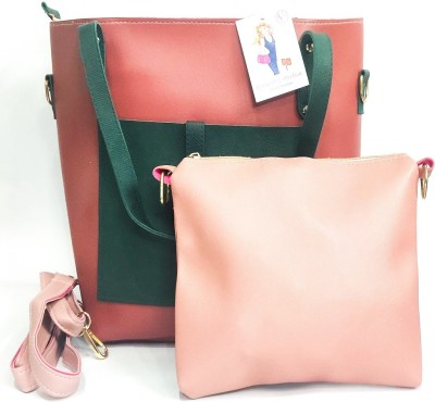 CarryallCollection Women Pink, Green Handbag
