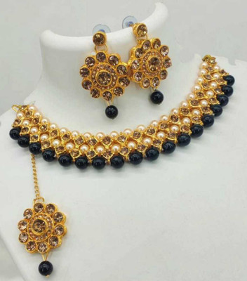 CATALYST Alloy Gold-plated Black Jewellery Set(Pack of 1)