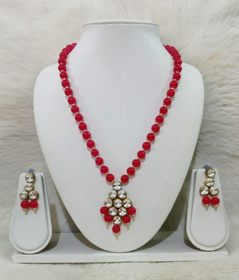 JN Handicraft Alloy Copper Red Jewellery Set(Pack of 1)