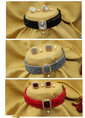 Padmavati Bangles Alloy Gold-plated Multicolor Jewellery Set(Pack of 3)
