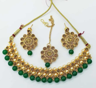 CATALYST Alloy Gold-plated Green Jewellery Set(Pack of 1)