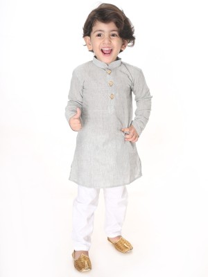 VASTRAMAY Baby Boys Woven Design A-line Kurta(Grey)