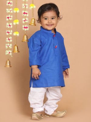 VASTRAMAY Baby Boys Solid A-line Kurta(Blue)