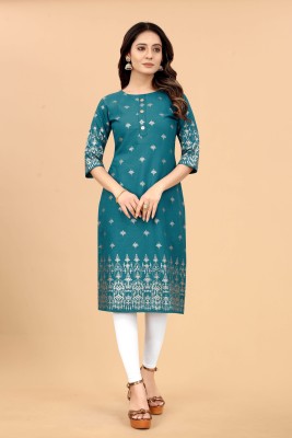 KILLARI FASHION Women Printed Straight Kurta(Blue)