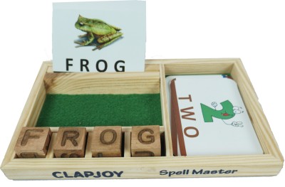Clapjoy Spelling Games for Kids Wooden Matching Letters Toy with Flash Cards(Multicolor)