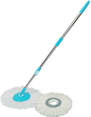 Hoshila Spin 360 Degree Mop Full Stick Head Stainless Steel Rod with 1 Refill Mop Rod Mop Head and Rod(Multicolor 15 m)